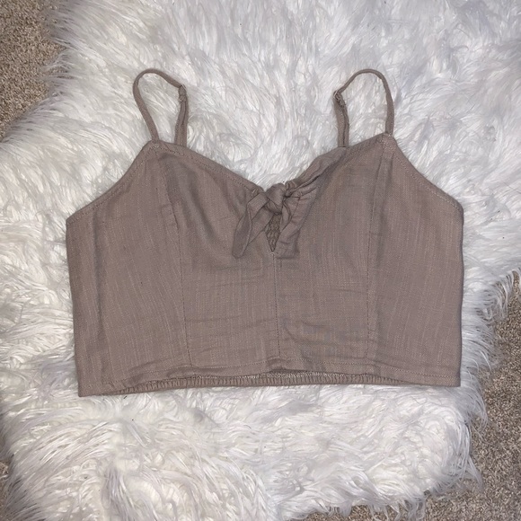NWOT TAN Aerie front tie crop top. - Picture 2 of 4